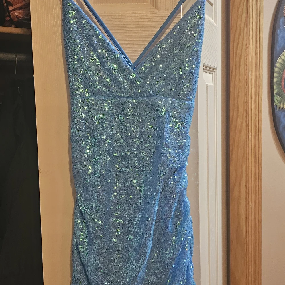 Fashion Nova Blue Sequin Mini Dress - Picture 1 of 6